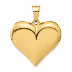 14K Gold 3D Polished Puffed Heart Pendant Elegant Hollow Design