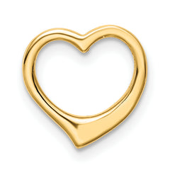 14K Gold Polished Heart Chain Slide with 3D Design Elegant Solid Charm