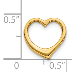 14K Gold Polished Heart Chain Slide with 3D Design Elegant Solid Charm