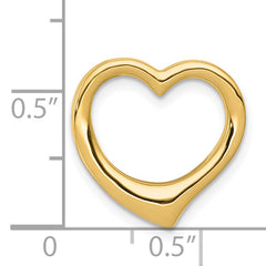 14K Gold Polished Heart Chain Slide Pendant with 3D Solid Design