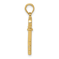 14K Gold Polished 3D Key Charm Elegant Solid Cast Design