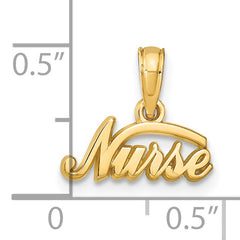 14K Gold Nurse Pendant with Polished Finish Solid and Casted Design