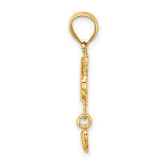 14k MOM w/ Dangling Heart Charm