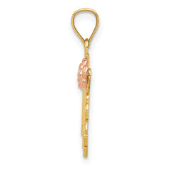 14K Two-Tone Gold MADRE Pendant with Diamond-Cut Polished Finish