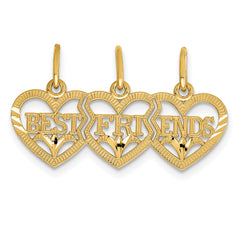 14k Triple Heart Diamond-cut BEST FRIENDS Break-apart Pendant