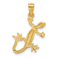 14K Gold Diamond-Cut Lizard Pendant for Men Solid & Casted Design