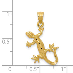 14K Gold Diamond-Cut Lizard Pendant for Men Solid & Casted Design