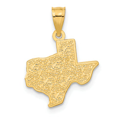 14K Gold Texas State Map Pendant Polished & Textured Design for Men