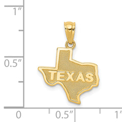 14K Gold Texas State Map Pendant Polished & Textured Design for Men