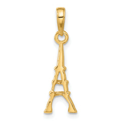 14K Gold Eiffel Tower Pendant Solid Cast, Elegant Design, Gift-Ready
