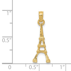 14K Gold Eiffel Tower Pendant Solid Cast, Elegant Design, Gift-Ready