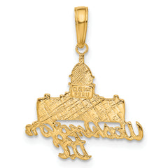 14K Gold Washington D.C. Capitol Building Charm Pendant Polished Textured Icon