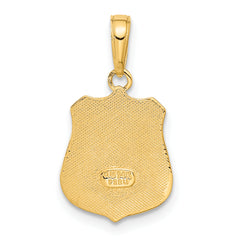 14K Gold Police Badge Pendant with Polished Finish, Engravable