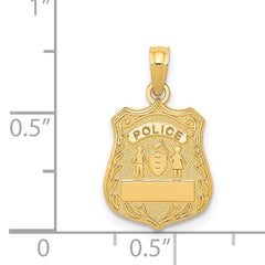 14K Gold Police Badge Pendant with Polished Finish, Engravable