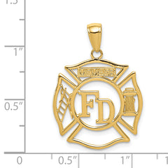 14K Gold Men's Shield Pendant with Polished Finish Solid Craft
