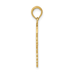 14K Gold Caduceus Nurses Cap Pendant with Polished Textured Design
