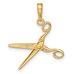 14K Gold 3D Moveable Scissors Pendant with Polished Finish Sophia Jewelers
