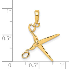 14K Gold 3D Moveable Scissors Pendant with Polished Finish Sophia Jewelers