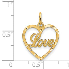 14K Gold Diamond-Cut Heart Pendant with Polished Finish Elegant Design