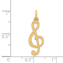 14K Gold Polished Treble Clef Charm Elegant Flat Back Design by Sophia Jewelers