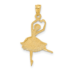 14K Gold Dancing Ballerina Pendant with Polished Finish Elegant and Solid Design