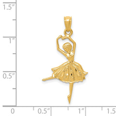 14K Gold Dancing Ballerina Pendant with Polished Finish Elegant and Solid Design