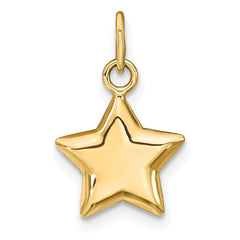 14K Gold 3D Puffed Star Charm with Polished Finish by Sophia Jewelers