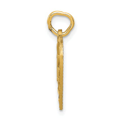 14K Gold P.S. I Love You Charm, Polished, Solid, Themed Design