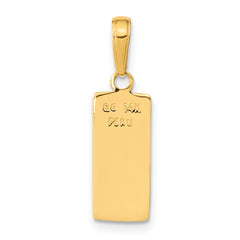 14K Gold 3D Bar Pendant for Men with Polished Finish