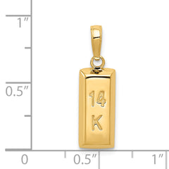 14K Gold 3D Bar Pendant for Men with Polished Finish