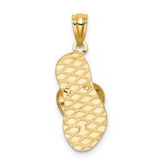 14K Gold 3D Flip Flop Pendant with Solid Cast Design