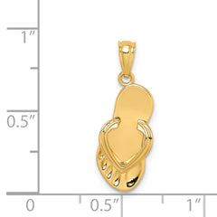 14K Gold 3D Flip Flop Pendant with Solid Cast Design