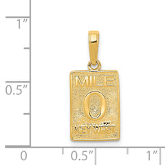 14K Gold Key West Mile Marker Pendant with Polished Finish Subtle Charm