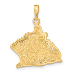 14K Gold Cruise Ship Pendant, Solid Casted Design for Men