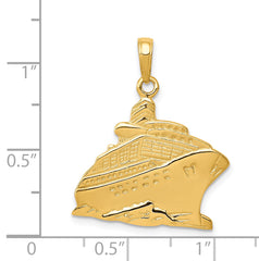 14K Gold Cruise Ship Pendant, Solid Casted Design for Men