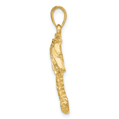 14K Gold Double Palm Trees Pendant Solid, Elegant Cast Design