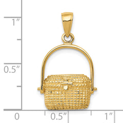 14K Gold Nantucket Basket Pendant with Solid Cast Design, 25mm Elegant Charm