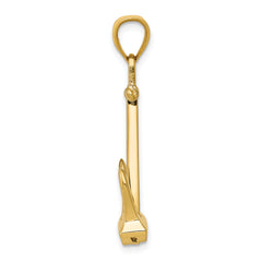 14K Gold 3D T-Bar Anchor Pendant for Men Solid and Casted Design