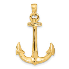 Sophia Jewelers 14K Gold 3D Anchor Pendant for Men Solid Cast, Nautical Charm
