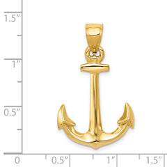 Sophia Jewelers 14K Gold 3D Anchor Pendant for Men Solid Cast, Nautical Charm