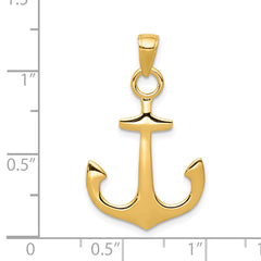 14K Gold Men's Anchor Pendant Solid Casted, Nautical Theme