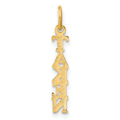 14K Gold Polished TAKEN Charm Pendant with Flat Back