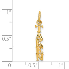 14K Gold Polished TAKEN Charm Pendant with Flat Back