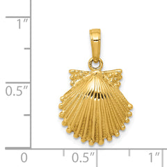 14K Gold Scallop Shell Pendant for Men with Polished Finish