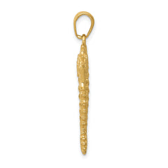 14K Gold 3D Seahorse Pendant for Men Polished & Textured Elegance