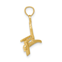 14K Gold 3D Adirondack Beach Chair Pendant Solid Casted Charm