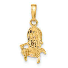 14K Gold 3D Adirondack Beach Chair Pendant Solid Casted Charm