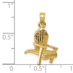 14K Gold 3D Adirondack Beach Chair Pendant Solid Casted Charm