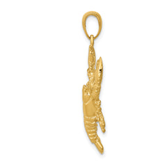 14K Gold Lobster Pendant for Men Solid Casted Design, 34mm Length