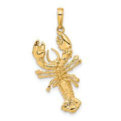 14K Gold Lobster Pendant for Men Solid Casted Design, 34mm Length